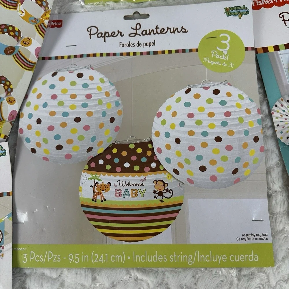 Fisher Price Rainforest Animals Baby Shower Decorations‎ Banner Bundle Neutral
